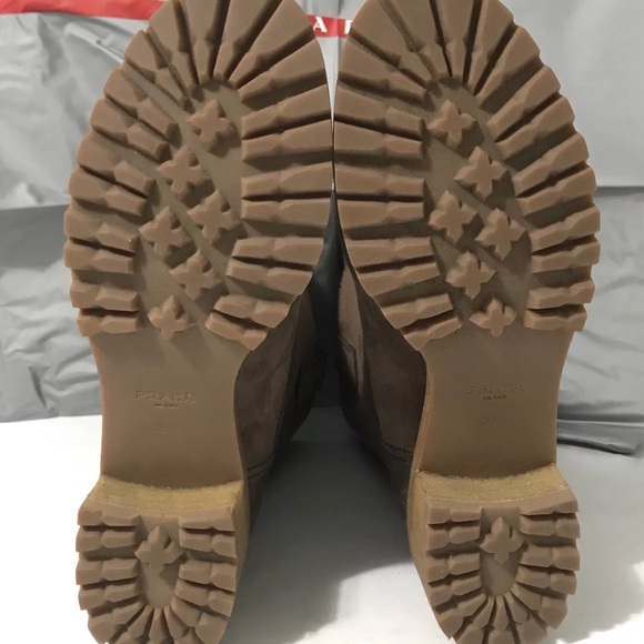 Prada Milano Ebano Brown Suede Ankle Boots NIB - Picture 4 of 8